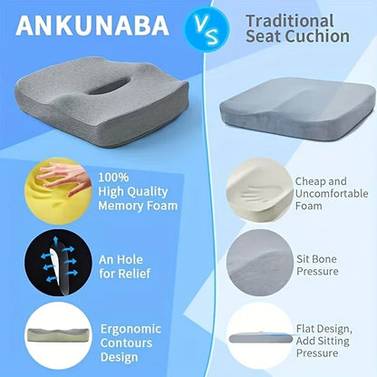 【Ergonomic Office Seat Cushion】3-Zone Memory Foam Lumbar Support Pillow Breathable Posture Corrector for Car Office Wheelchair