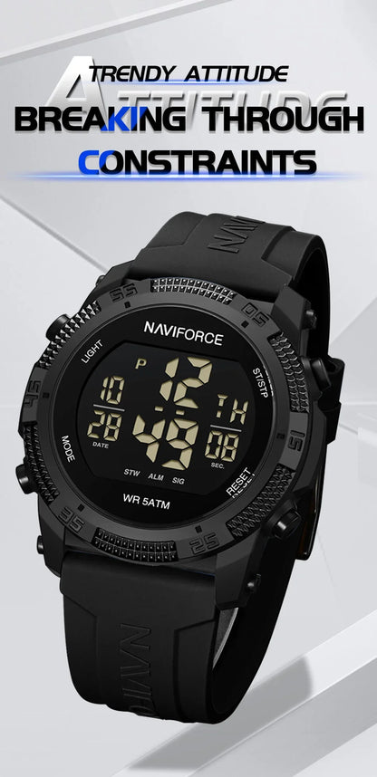 NAVIFORCE NF7104  Men's LCD Digital Casual Date and Week Alarm Waterproof Silicone Strap Electronic Watch