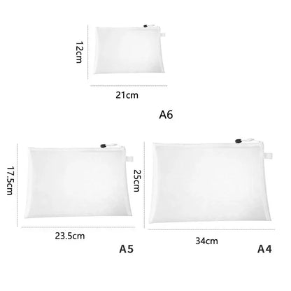 3pcs/Set Transparent Document Bag Mesh Zipper Information Bag Small Fresh Large Capacity Stationery Bag
