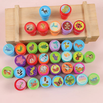 20pcs Assorted Stamps for Self-ink Stamps Toy anima Smiley Face Seal Scrapbooking DIY Painting Photo Album Decor ﻿