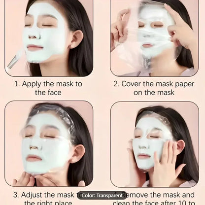 100-500pcs Disposable Plastic Film Full Face Cleaner Mask Neck Stickers Paper Transparent Masks Wrap Facial Beauty Makeup Tools