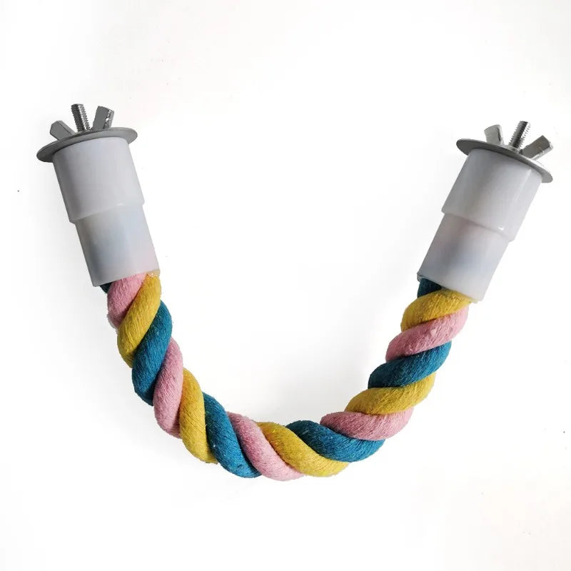 1PC Pet Bird Bite Toy Parrot Color Cotton Rope Toys Elastic Parrot Climbing Toys Sturdy Bird Swing rope Pet Cage Toy Swing Stand