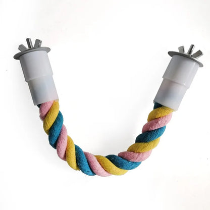 1PC Pet Bird Bite Toy Parrot Color Cotton Rope Toys Elastic Parrot Climbing Toys Sturdy Bird Swing rope Pet Cage Toy Swing Stand