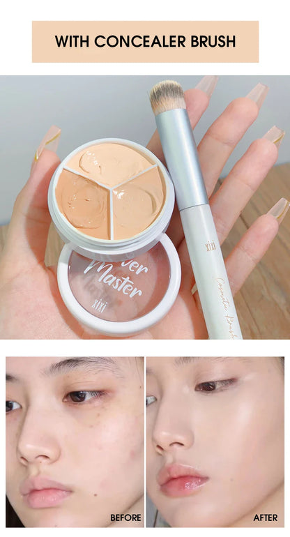 XIXI Pure Holding Makeup Three Color Concealer Spot Acne Print Repair Foundation Dark circles are not easy to stick powder