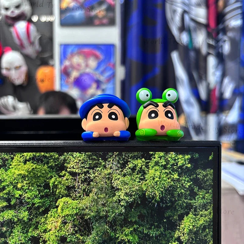 Official genuine Crayon Shin chan trendy toy mobile phone screen party doll car decoration figurine gift anime periphera