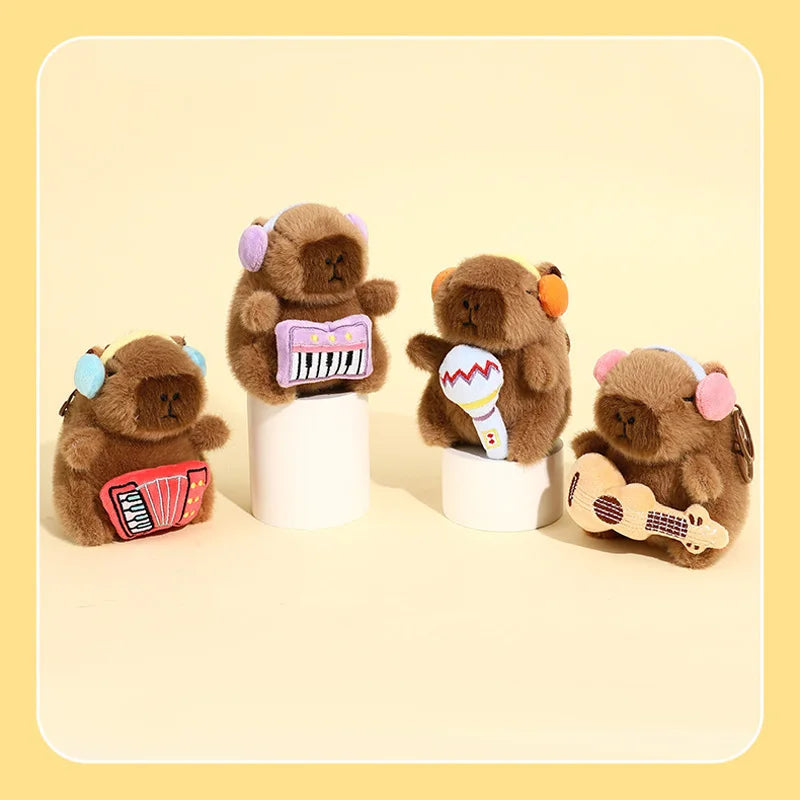 Kawaii Plush Capybara Keychain Pendant Music Band Cartoon Capybara Plush Toy Capybara Plush Doll for Backpacks Accessory Getaway