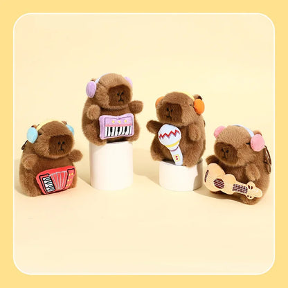 Kawaii Plush Capybara Keychain Pendant Music Band Cartoon Capybara Plush Toy Capybara Plush Doll for Backpacks Accessory Getaway
