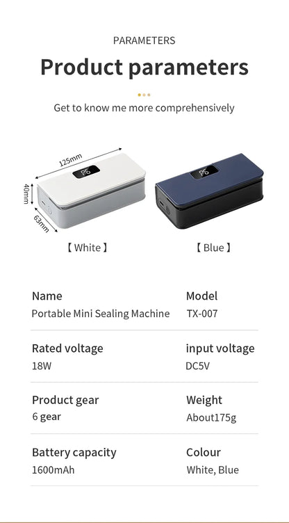 Plastic Bag Sealer Mini Heat Bag Sealing Machine Rechargeable Handheld Food Packaging Heat Sealer Thermal Bags Sealing Machine