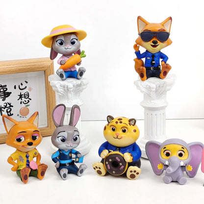 6pcs/set Zootopia Zootropolis Judy Hopps Nick Wilde Cartoon Movie Action Figure Toys Collection Model Cute Doll Gift Decoration