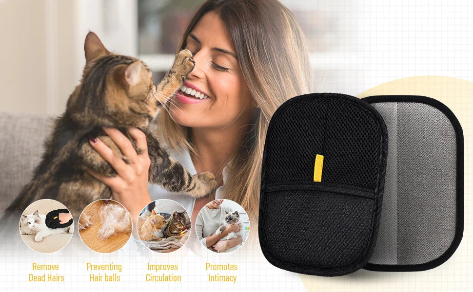 Pet Hair Removal Tool Reusable Static Removal Gloves, Double-Sided Grooming Gloves for Pets, Removes Pet Fur Hair for Carpets