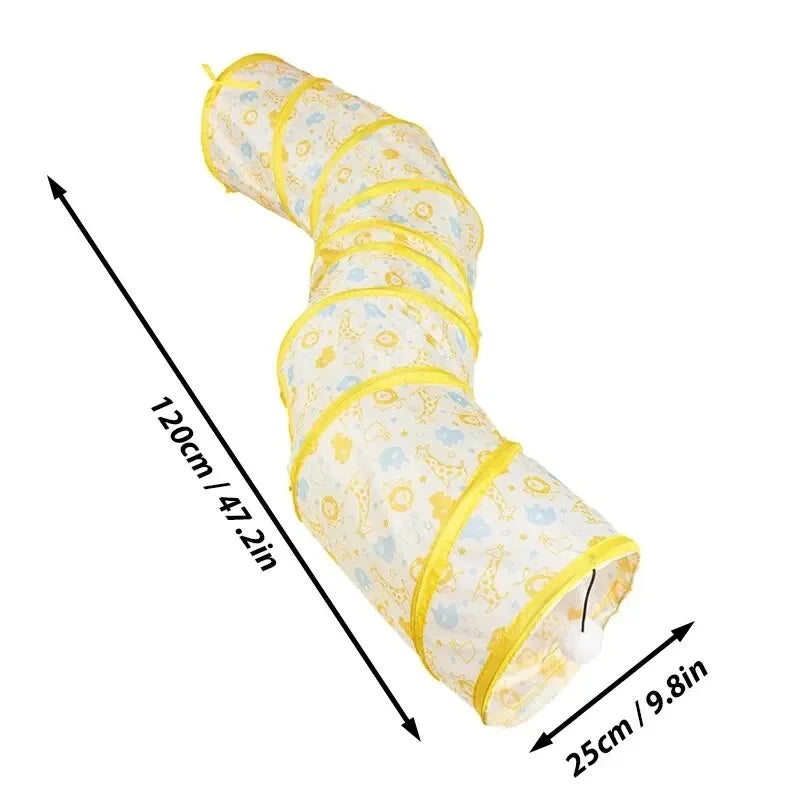 CAWAYI KENNEL Pet Cat Tunnel S-shape Collapsible Hole Indoor Outdoor Tube Kitty Tunnel Cat Pet Toy Space-Saving Cat Training Toy