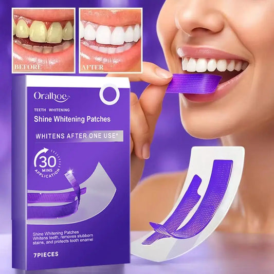 7pcs Purple Teeth Whitening Strips Professional Tooth Stain Removal Brighten Dental Bleaching Kit For Sensitive Teeth Oral Care
