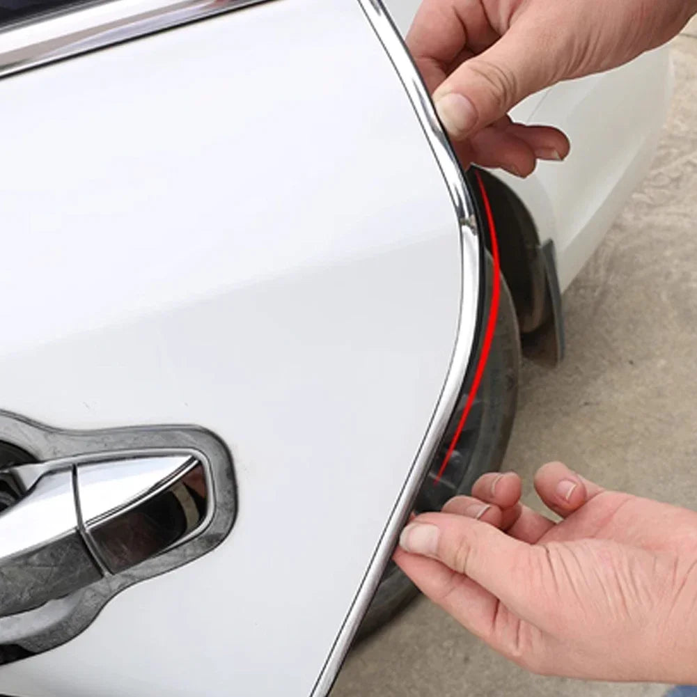 2/5/10M Chrome Car Door Edge Protection Strip Auto Door Anti Collision Strip Door Moldings Trim Adhesive Scratch Protector