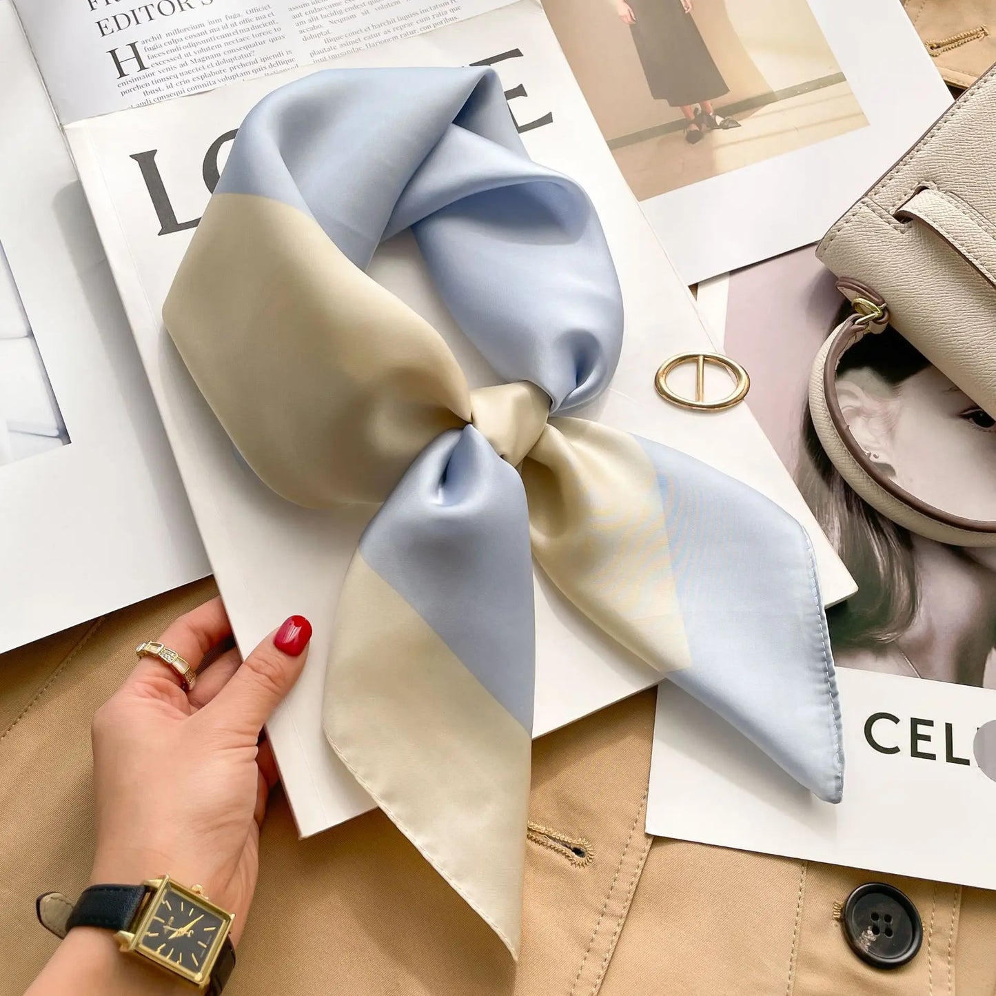 2025 New Fashion Luxury Printed Square Shawl Women 70x70cm Pashmina Silk Scarf Neck Headband Bandana
