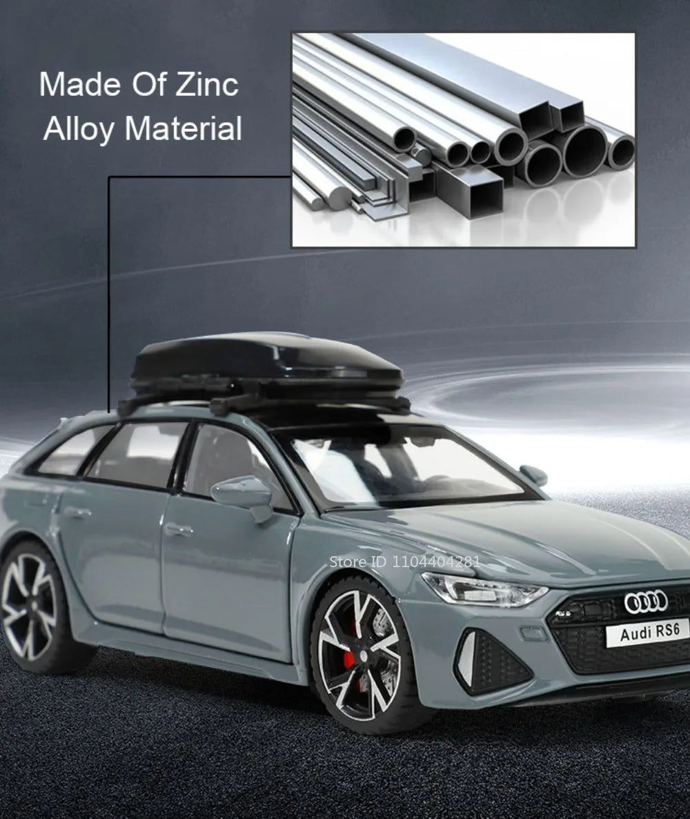 1:32 RS6 RS7 Alloy Miniature Models Diecast Car Toys 6 Doors Opened Sound Light Pull Back Metal Vehices Children's Holiday Gifts