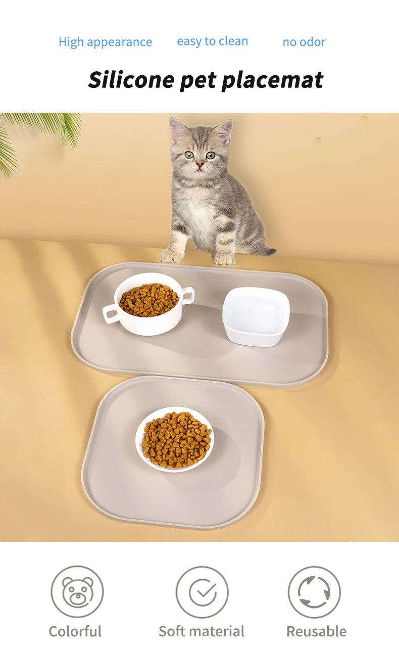 3-color available pet meal MATS, made of silicone, soft and easy to clean, cat feeding MATS, square feeding MATS for eating