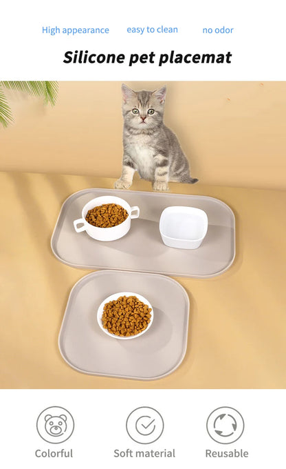3-color available pet meal MATS, made of silicone, soft and easy to clean, cat feeding MATS, square feeding MATS for eating