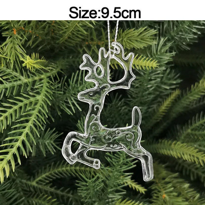 5pcs Christmas Home Decorations Crystal Acrylic Ornaments Snowflake Elk Xmas Tree Hanging Pendants Navidad 2025 New Year Gift
