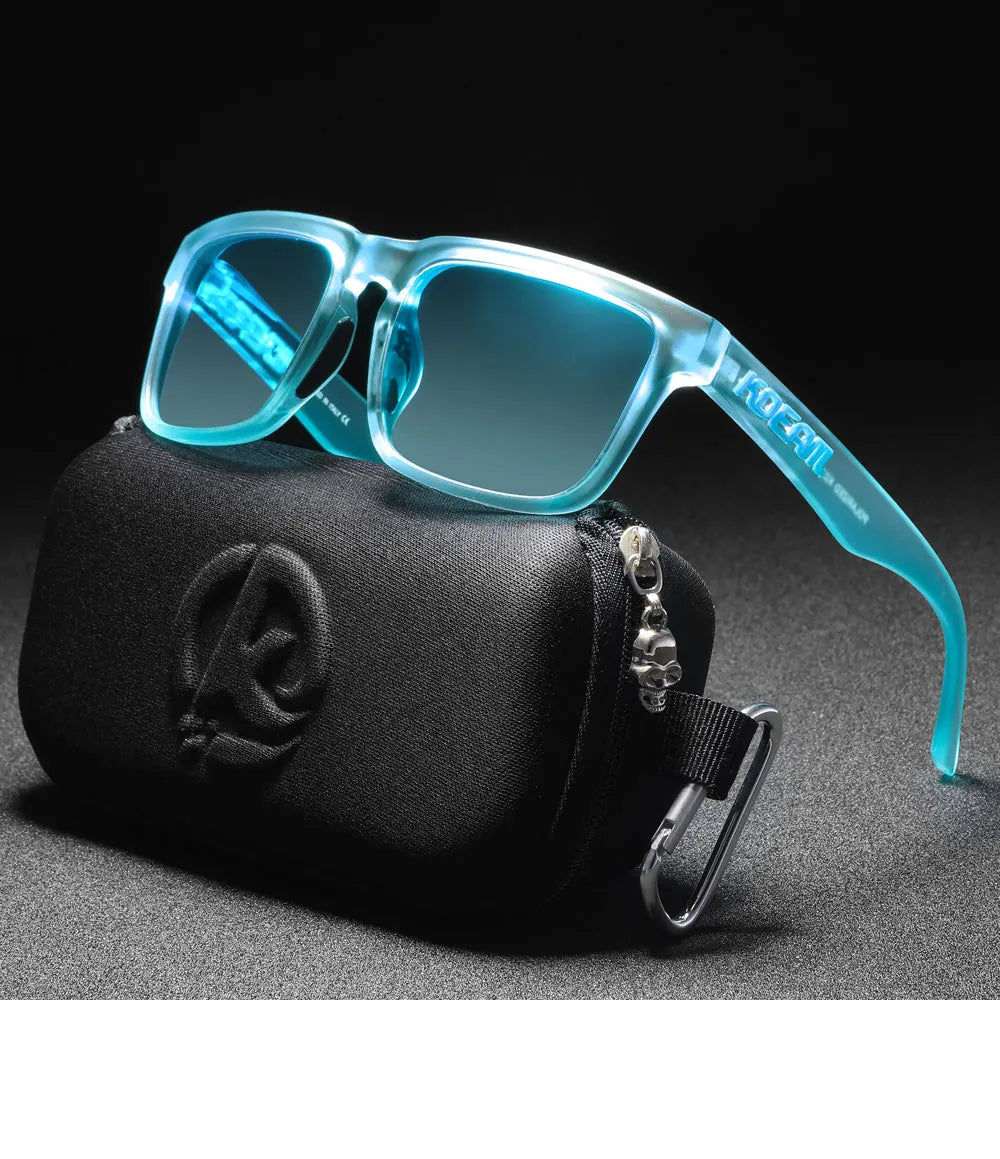 KDEAM Men's Polarized Sunglasses Square Casual Outdoors Sun Glasses Women Unisex Sunglass For Couple With Zipper Case