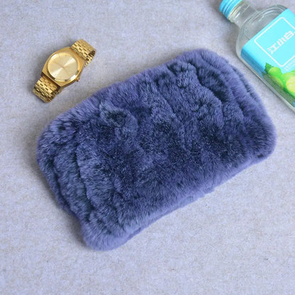 Women Handmade Stretch 100% Real Rabbit Fur Scarf Knit Genuine Rex Rabbit Fur Headbands Girls Natural Rabbit Fur Ring Scarves