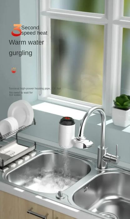 3000W Instant Hot Water Heater Faucet Tankless with Temperature Display and Hot Cold Tap for Kitchen Sink