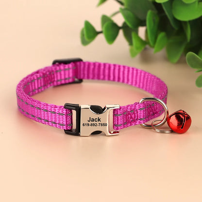 Personalized Printed Cat Collar Adjustable Kitten Puppy Collars With Free Engraved ID Nameplate Bell Anti-lost Cats Collars