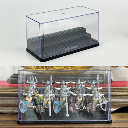 Display Case Clear Shelf Wide 3 Tier Box for Minifigures - Acrylic Protector for Small Pop Figures - Transparent Showcase Storag