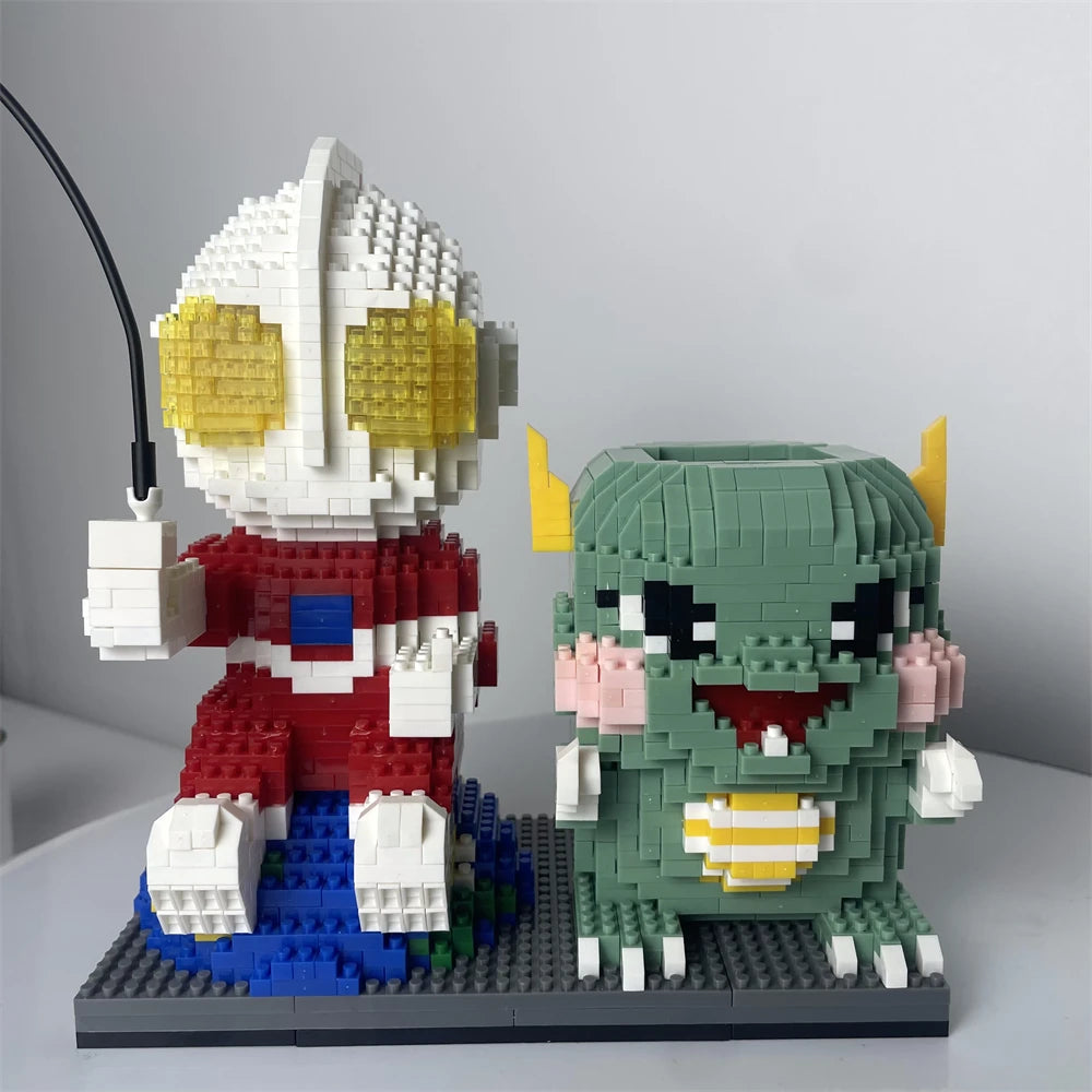 Astronaut Series Micro Mini Building Blocks with LED Lights, Enhances Desk Aesthetics, Pen Holder Assemble Brilliance the Cosmos