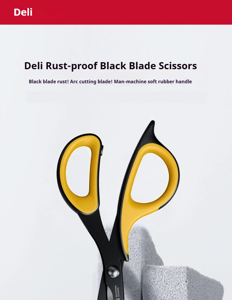 Deli-Stainless Steel Anti-Stick Scissors, Alloy Stationery, School Supplies, Office, Student, DIY, Hand Craft, 184mm