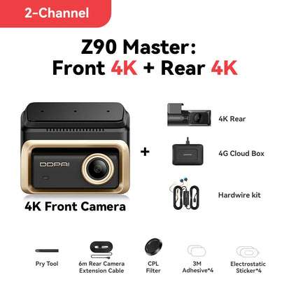 DDPAI 4K+4K New Z90 Master Dual 4K Front Rear Dual HDR for Sony Car Dash Cam ADAS Parking 5GHz WiFi Camera DVR Video Recorder