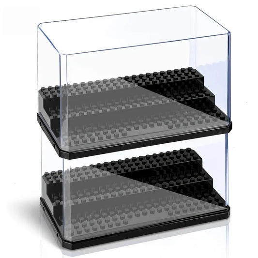Display Case Clear Shelf Wide 3 Tier Box for Minifigures - Acrylic Protector for Small Pop Figures - Transparent Showcase Storag