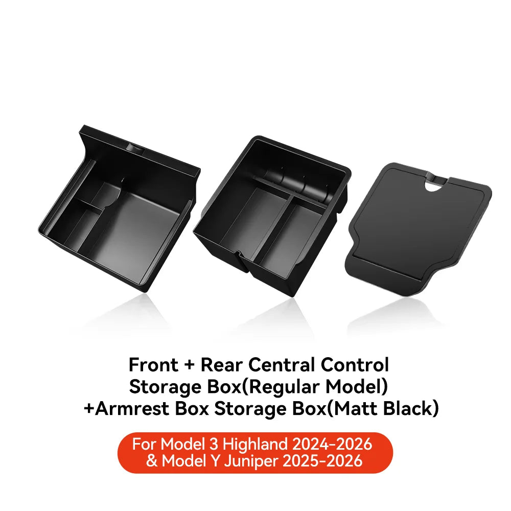 YZ For Tesla Model 3 Highland 2024 Model Y Juniper 2025 Storage Box Center Armrest Hidden Box Cup Holder Organizer Accessories