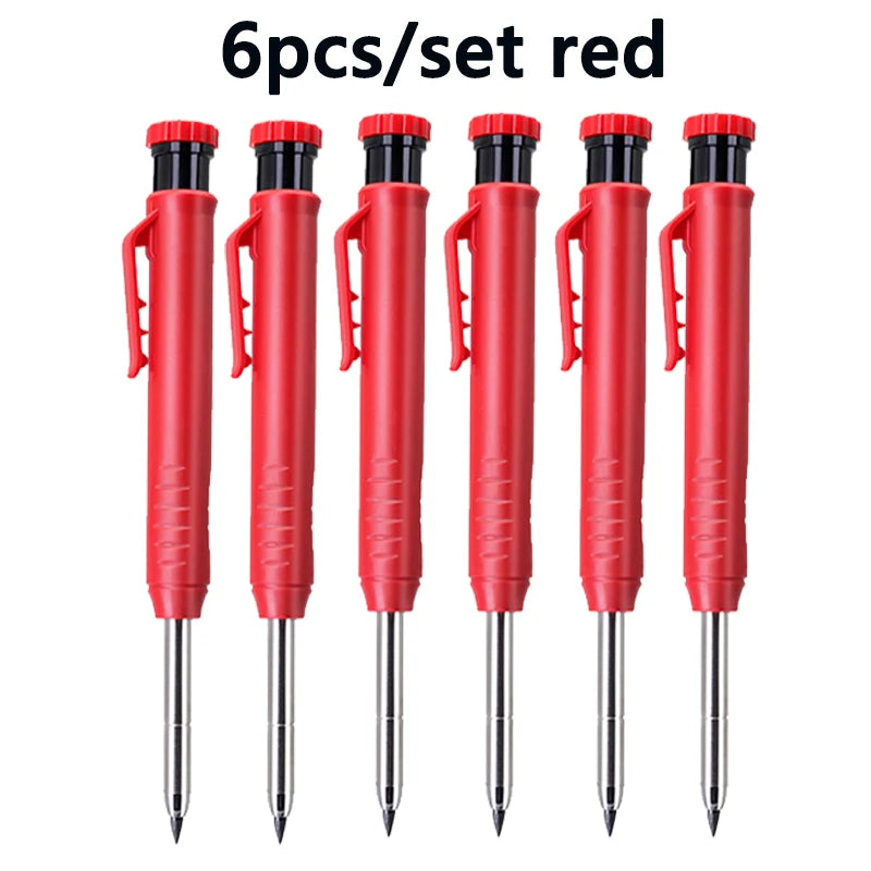 6Pcs Engineering Drawing Woodworking Marking Mechanical Pencils, 2.8mm Long Head Carpenter Pencil, Applicable Construction Works