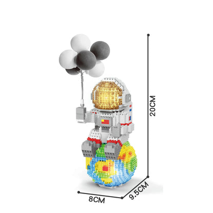 Astronaut Series Micro Mini Building Blocks with LED Lights, Enhances Desk Aesthetics, Pen Holder Assemble Brilliance the Cosmos