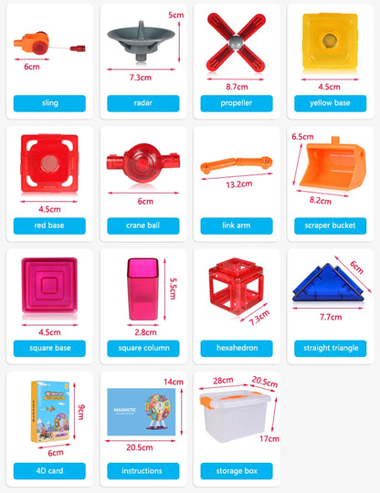 large Magnetic tiles Designer Magnet Building Blocks Accessories Educational Constructor Toys For Children Kids Girls Set Gift