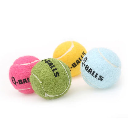 4Pcs/Set Dog Toy Q-MONSTER Thick Walled Natural Rubber Squeak Chew Balls for Dogs Tennis Interactive Bouncy Balls for Training