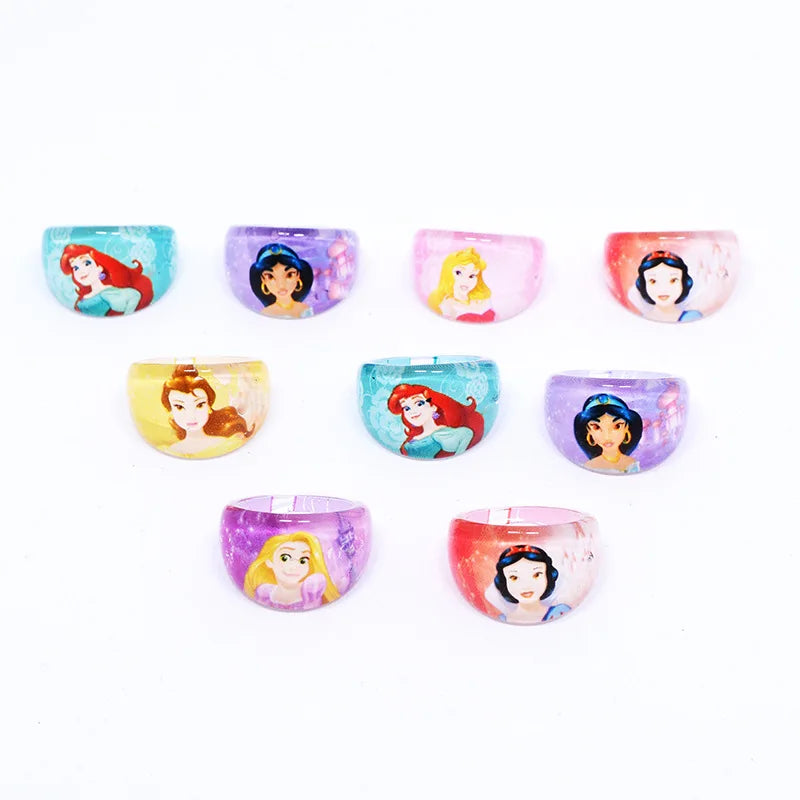 Princess Birthday Party Decoration Kids Party Gifts Favor Ring Princess Children Acrylic Ring Cartoon Accessories Toy Kids Gift