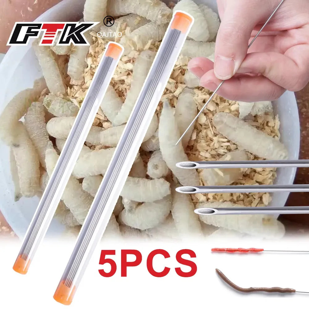 Earthworm Hooking Needle Stainless Steel Earthworm Gas Needle Portable Hollow Fishing Worm Penetrating Driller Fish Tool