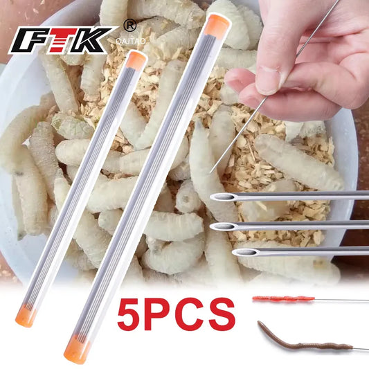 Earthworm Hooking Needle Stainless Steel Earthworm Gas Needle Portable Hollow Fishing Worm Penetrating Driller Fish Tool