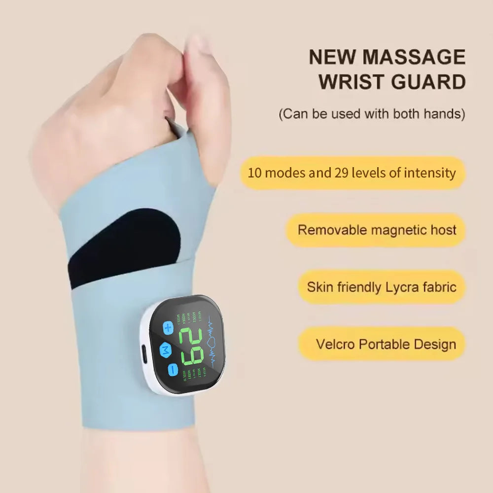 Electric Hand Massager EMS Microcurrent Cordless Wristband 10 Mode Vibration Massage 29 Level Wrist Massager Wrist Support Brace