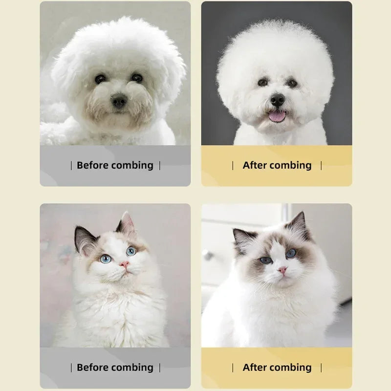 Professional Pet Grooming Brush Dual Tone Handle Dense Metal Teeth Comb for Fluffy Volume Teddy Cats Dogs Universal Styling Tool