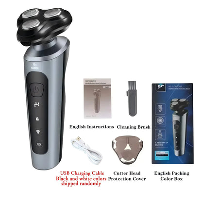 Men's Intelligent Rechargeable Shaver Wet/Dry Beard Razor ABS Tondeuse Dissolving Beard Rechargeable Razor for Smooth Skin