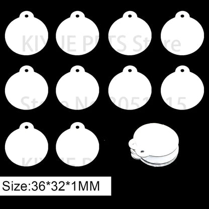 20Pcs Wholesale Personalized Pet ID Nameplate  Heat Transfer Aluminum Blank Hang Tag Customized Key Ring Accessories Pendant