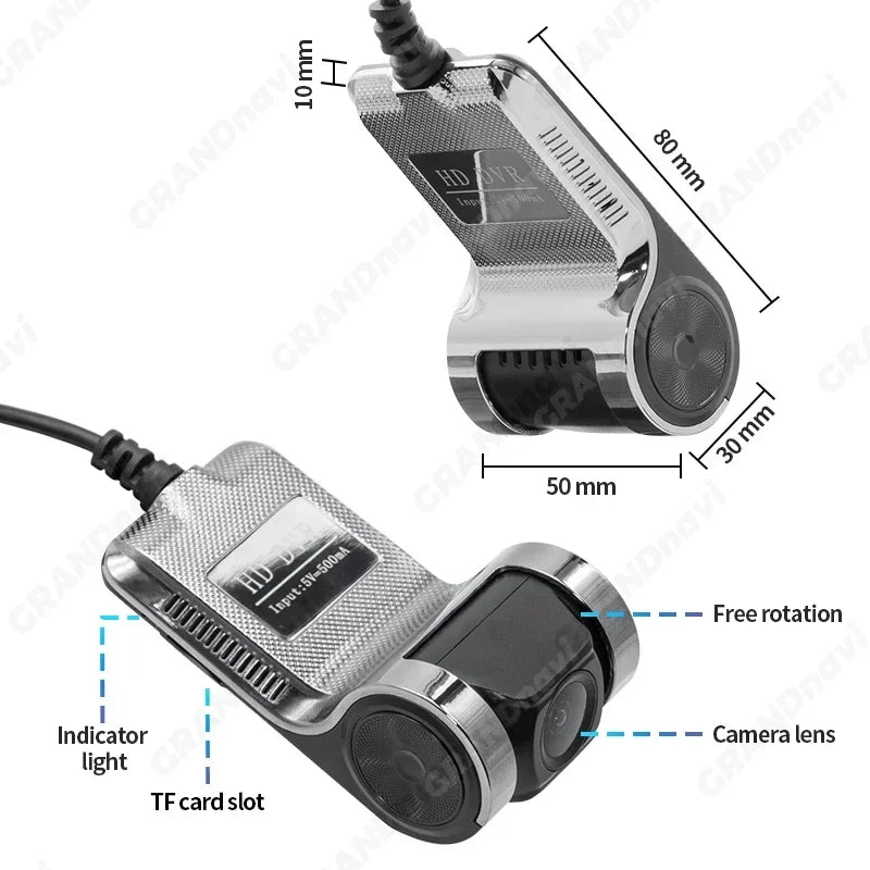 Grandnavi HD Car DVR Dash Cam ADAS Video 720P USB TF Card 16G/32G Auto Recorder for Android Multimedia Player DVD Voice Alarm