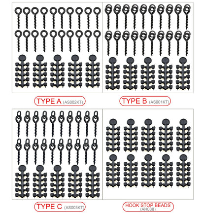 Hirisi 50pcs Rubber Beads for Carp Fish Hook Carp Fishing Accessories Fish Hook Stoper 20pcs Fishing Boilie Screw Chod Rigs