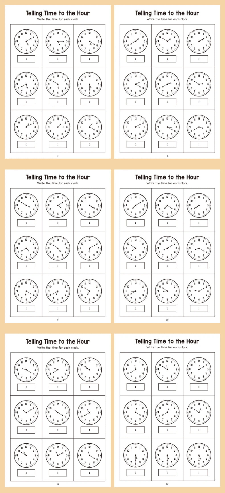 32 Page Telling Time Exercise Time Cognition Book Interactive Game Book about Time Fun Time Game Drawing Learning Book