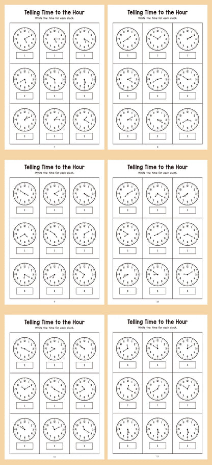 32 Page Telling Time Exercise Time Cognition Book Interactive Game Book about Time Fun Time Game Drawing Learning Book