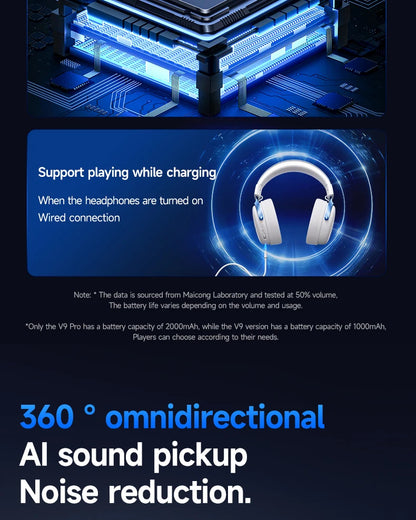 MCHOSE V9 pro E-Sports Headset with Microphone Tri-Mode Gaming USB Wireless 7.1 Channel Surround Sound Portable Audio Headphones