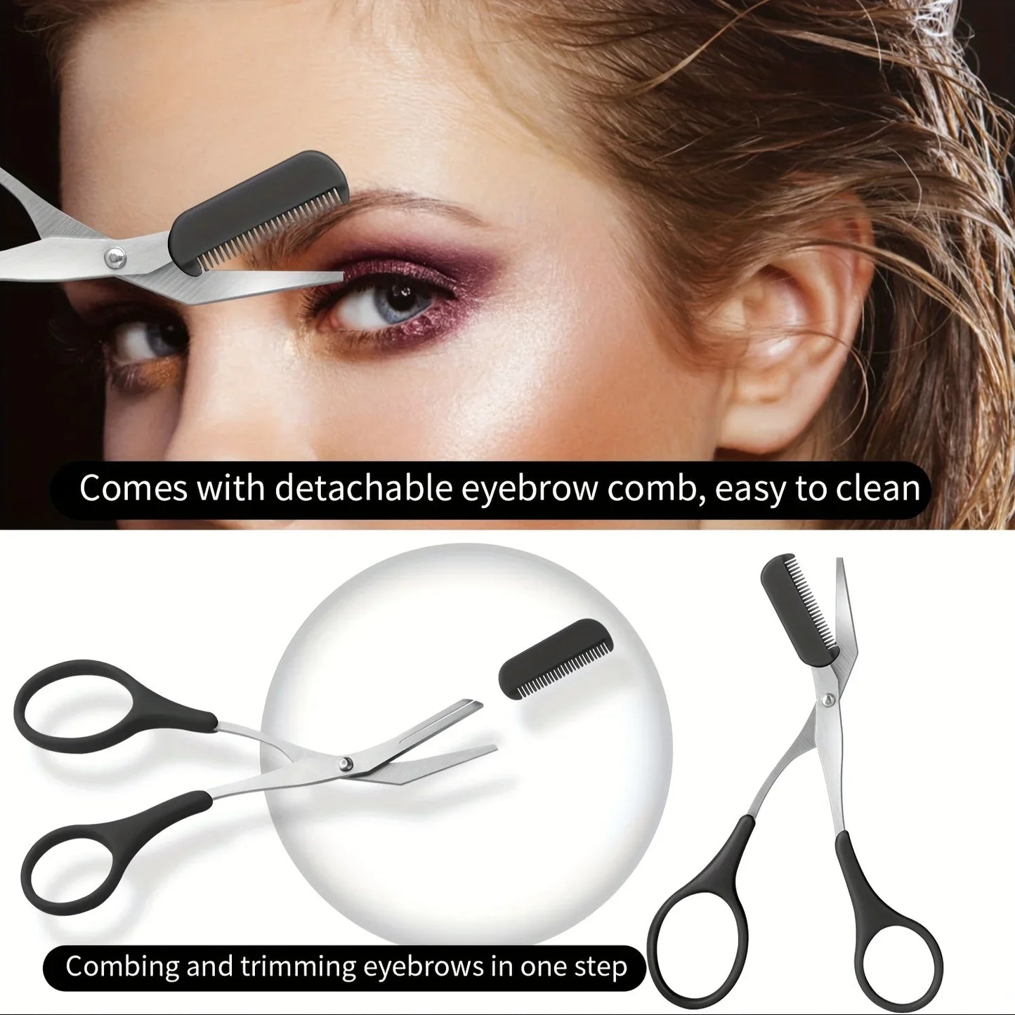 3pcs Set Eyebrow Kit For Women And Men Stainless Steel Eyebrow Grooming Set Including Eyebrow Comb Scissor, Eyebrow Trimmer Tool