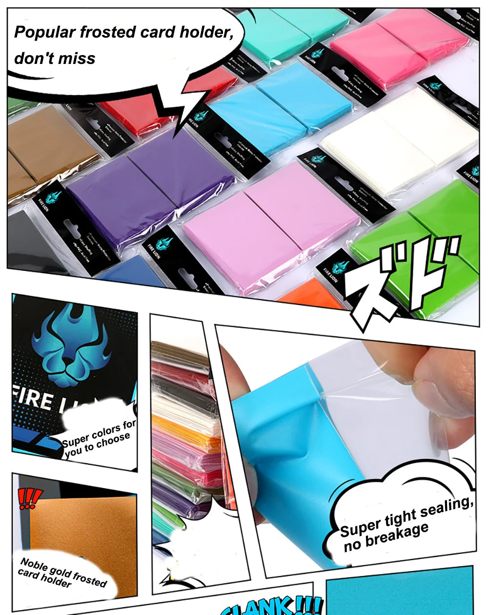 100PCS 62x89mm Colorful Matte Trading Card Sleeves Toploaders Fit YGO Sports Card Protector for Photocard Standard Cards